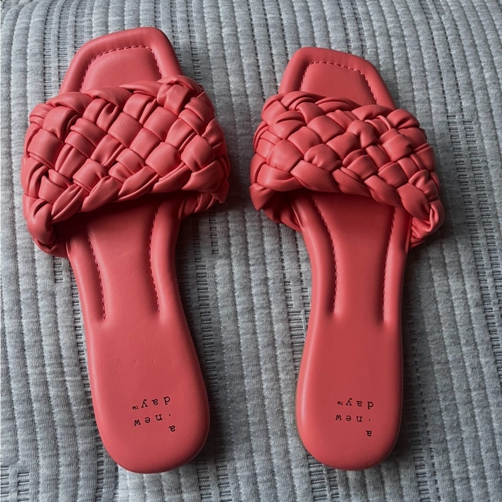 a new day Coral Pink Braided Slide Sandals